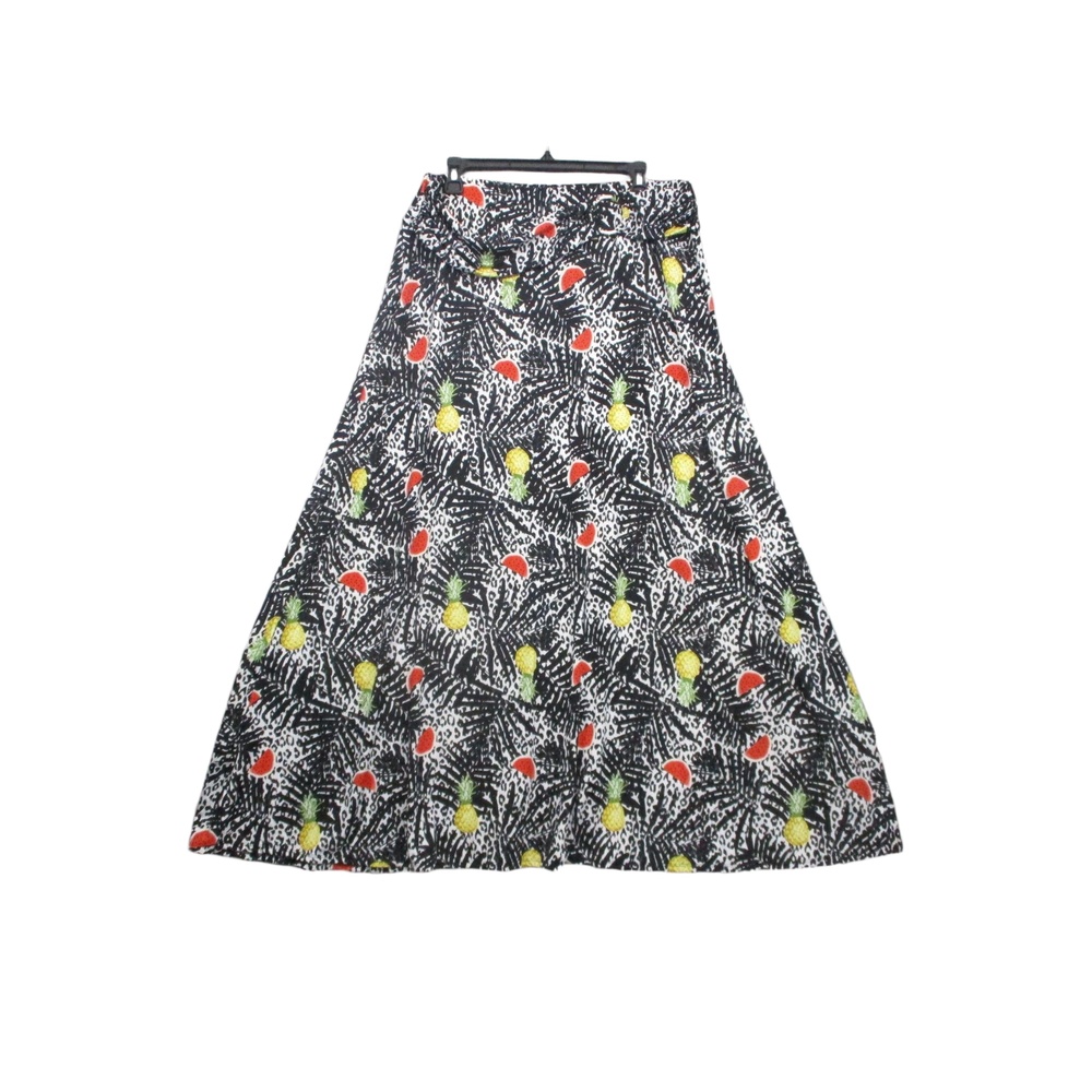Robert Louis Womens Floral Printed Maxi A-line Skirt Black Size XL